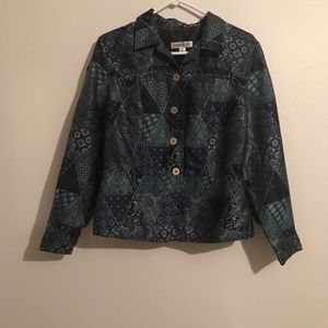 Coldwater Creek blue embroidered jacket